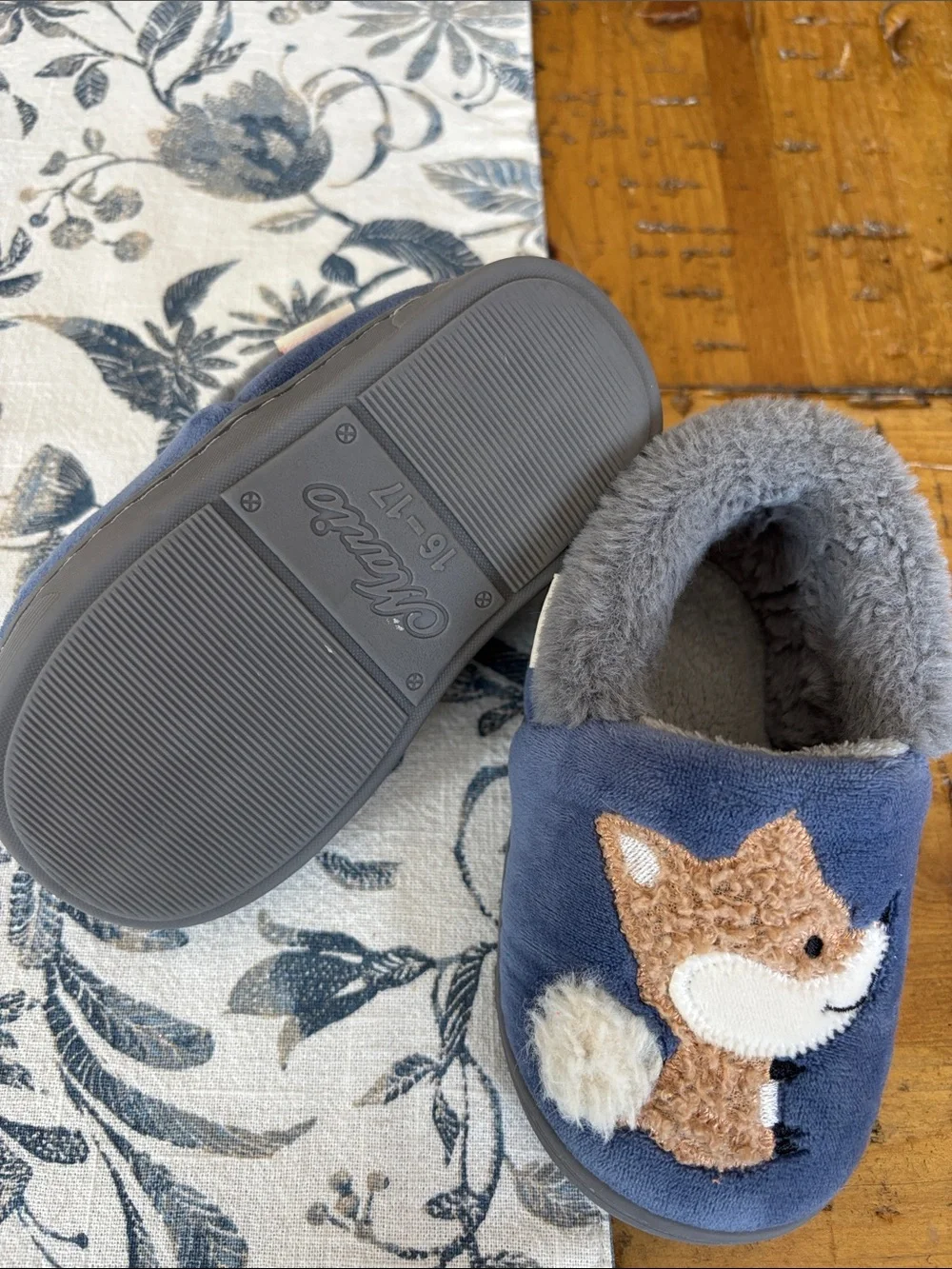 Cozy Blue Fox Plush Slippers